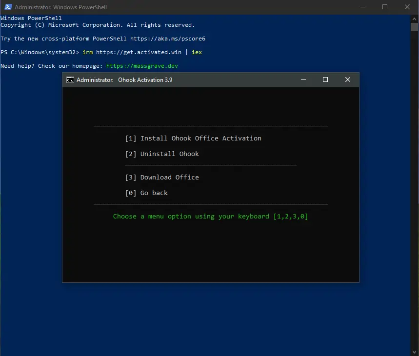 Chọn Ohook để active Office miễn phí